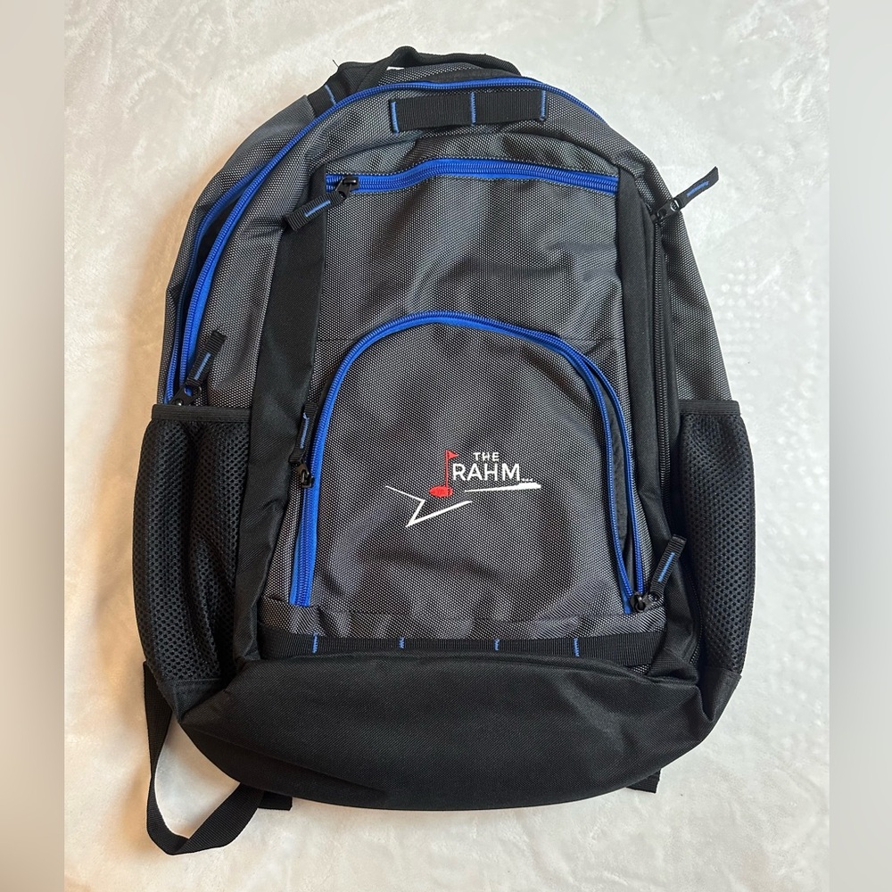 The Rahm logo Backpack. From a celebrity golf tournament. NWOT
